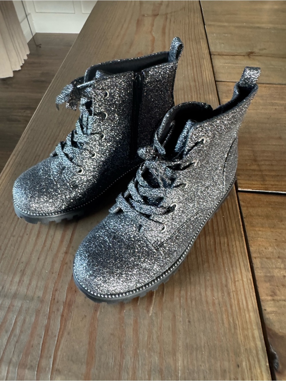 Cynthia Rowley Glitter Lace-Up Ankle Boots - Silver
